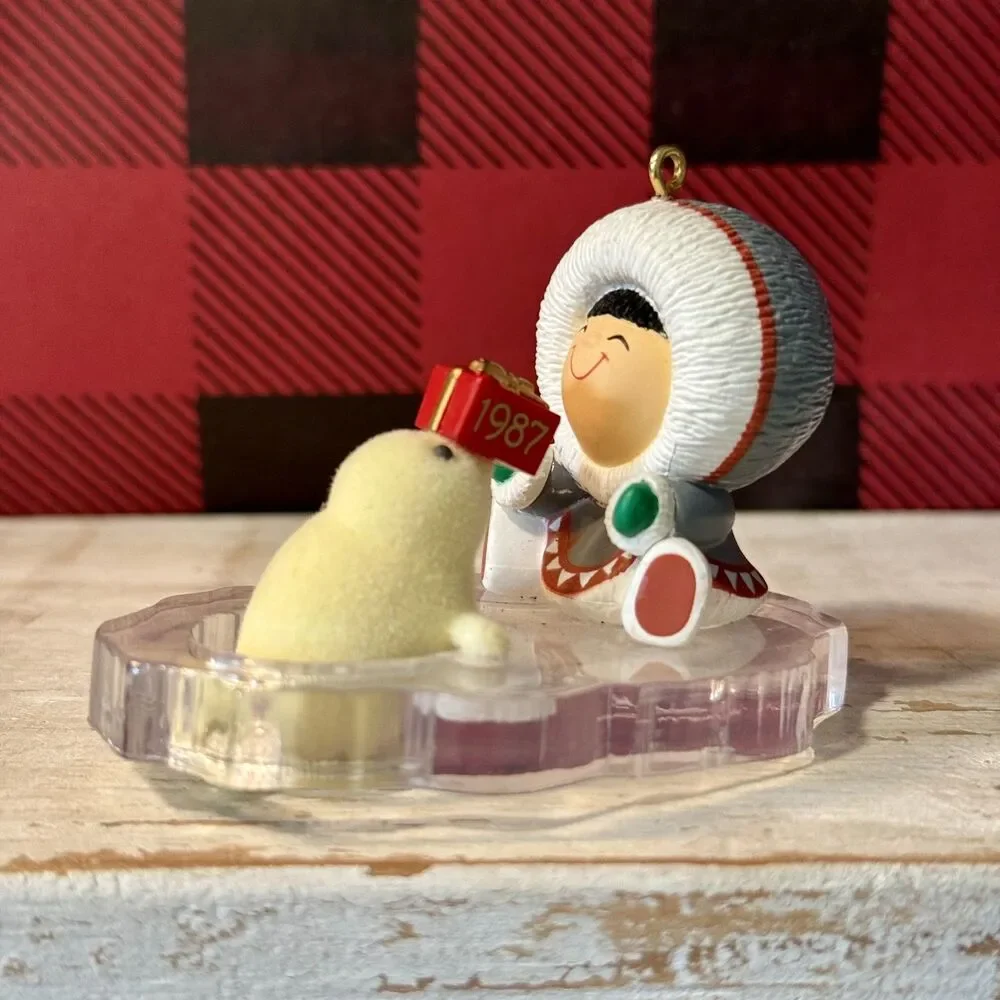 1987 Hallmark Frosty Friends #8 Christmas Keepsake Ornament | Eskimo and Seal